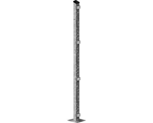 Poteau avec plaque de sol 60x40x1280 mm pour clôture 123 cm de hauteur galvanisé à chaud Poteau avec plaque de sol 60x40x1280 mm pour clôture 123 cm de hauteur galvanisé à chaud