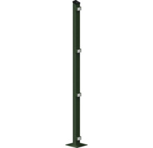 Poteau avec plaque de sol 60x40x1280 mm pour clôture 123 cm de hauteur RAL 6005 vert mousse