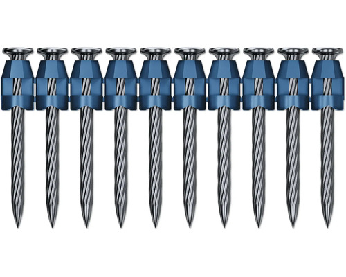 Betonnägel Bosch Professional NK-35 - 2,7x35 mm Magazinnägel für Befestigungsgeräte, Ansicht einer Reihe von Nägeln