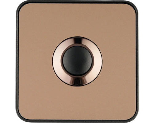 Interrupteur de sonnette Grothe GRO64185 Piccolo Piazza cuivre Plaque de sonnette carrée avec bouton de sonnette rond