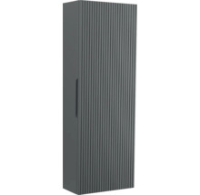 Grauer Bad-Hochschrank mit vertikal gerillter Front