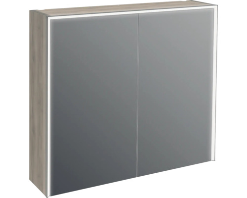 Armoire de toilette Jungborn QUATTRO SEDICI NOVE 80 x 20 x 70 cm noyer 2 portes led IP 44