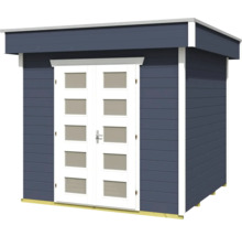 Blockbohlenhaus SKAN HOLZ Venlo 1 mit Fußboden 290 x 290 cm schiefergrau