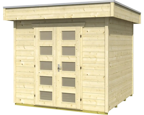 Abri de jardin en bois avec double porte et fenêtres