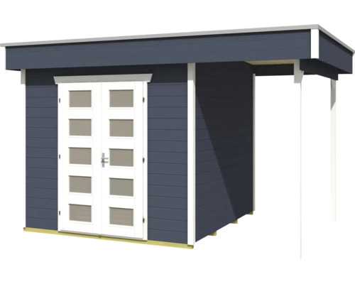 Abri de jardin avec porte double et auvent