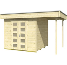 Blockbohlenhaus SKAN HOLZ Venlo 2 mit Fußboden und seitlichem Dach 420 x 290 cm natur