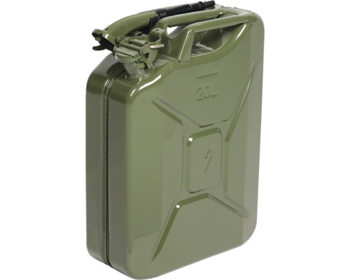 Jerrican en tôle d'acier 20 litres, vert olive, avec homologation UN