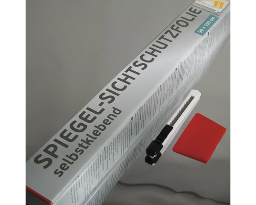 Film de protection visuelle pour miroir autocollant, avec couteau et raclette, dimension 90 x 150 cm