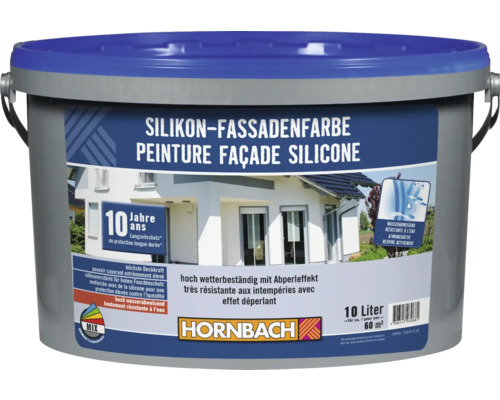 Peinture au silicone pour façade HORNBACH blanc 10 l l Peinture de façade silicone en pot avec une portée de 60 mètres carrés