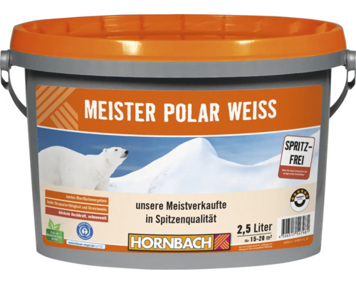 HORNBACH Wandfarbe Meister Polarweiß weiß spritzfrei konservierungsmittelfrei 2,5 L