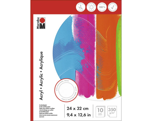 Marabu Acrylmalpapier, 24 x 32 Zentimeter, Packung mit 10 Blatt