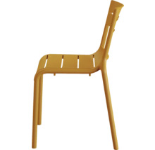 Stuhl aus Kunststoff mit Rückenlehne und schmalen Sitzflächen