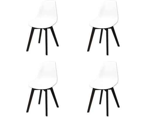Quatre chaises blanches avec pieds noirs