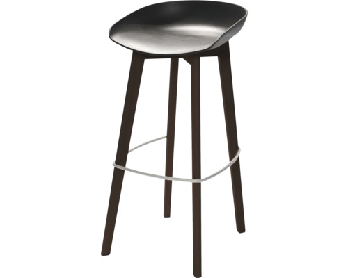 Tabouret de bar bas Keeve bois de bouleau/plastique 47 × 53 × 90 cm empilable marron, noir