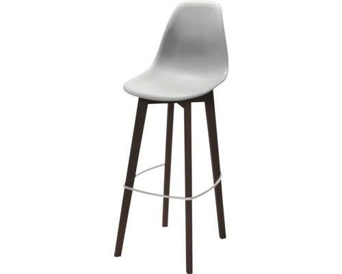 Tabouret de bar sans accoudoir Keeve bois de bouleau/plastique 47×53×119 cm empilable marron, gris