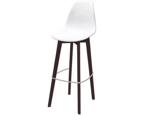 Tabouret de bar sans accoudoir Keeve bois de bouleau/plastique 47×53×119 cm empilable marron, blanc