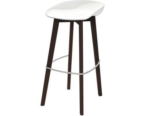 Tabouret de bar bas Keeve bois de bouleau/plastique 47 × 53 × 90 cm empilable marron, blanc