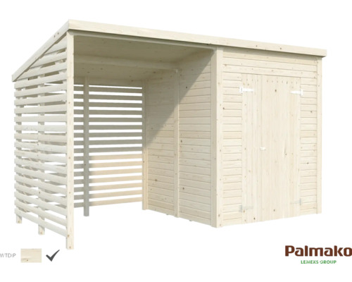 Abri de jardin en bois avec remise à outils et stockage du bois