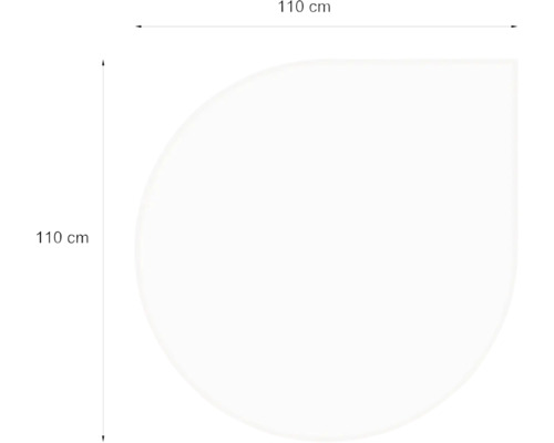 Funkenschutzplatte Glas Tropfenform 110x110 cm mit Fase
