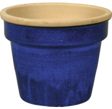 Blauer Blumentopf mit hellem Rand