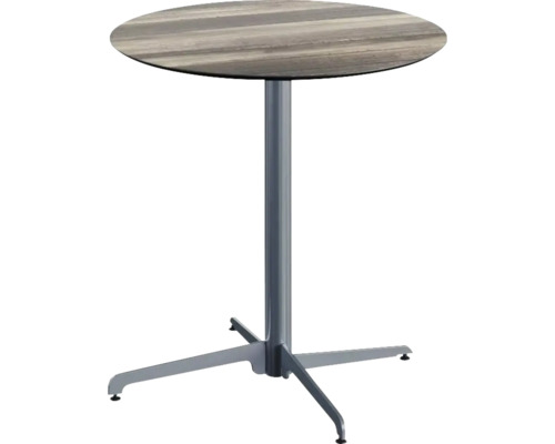 Terrassentisch X Cross Tropical Wood rund Aluminium, HPL Ø 70 cm grau