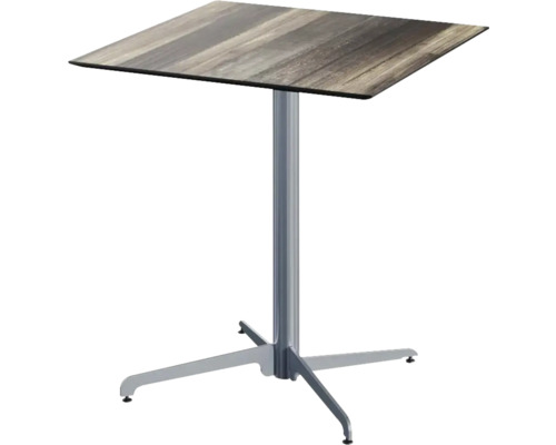 Terrassentisch X Cross Tropical Wood rund eckig Edelstahl, HPL 70×70×73,2 cm grau