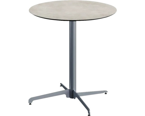 Terrassentisch X Cross Moonstone rund Aluminium, HPL Ø 70 cm klappbar grau