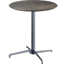 Runder Stehtisch mit Holzoptik und Metallfuß