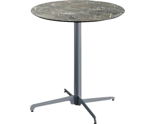 Terrassentisch Galaxy Marble rund X Cross Aluminium, HPL Ø 70 cm klappbar grau
