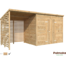 Holzgartenhaus mit Geräteschuppen und Holzlager