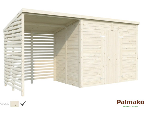 Abri de jardin en bois avec remise à outils et stockage du bois