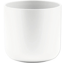 Cache-pot cylindrique blanc en céramique brillante.