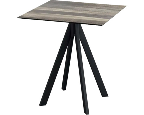 Table de terrasse Infinity Tropical Wood carrée aluminium, HPL 70×70×73,2 cm noir Table carrée avec plateau et piètement en métal noir