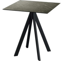 Quadratischer Tisch mit Marmoroptik und schwarzem Metallgestell