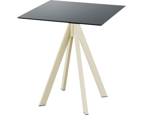 Table de terrasse Infinity carrée acier inoxydable, HPL 70×70×73,2 cm sable