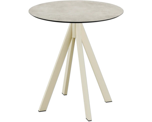 Table de terrasse Infinity Moonstone ronde acier inoxydable, HPL Ø 70 cm sable