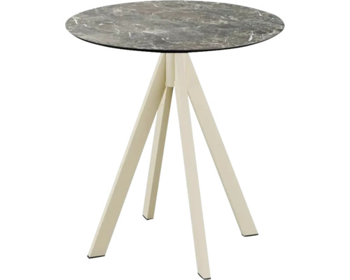 Table de terrasse Infinity Galaxy Marble ronde acier inoxydable, HPL Ø 70 cm sable