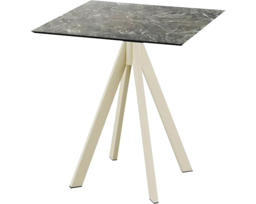 Table de terrasse Infinity Galaxy Marble acier inoxydable, HPL 70×70×73,2 cm carrée sable