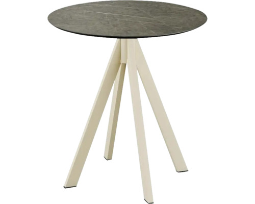 Table de terrasse Infinity Midnight Marble ronde acier inoxydable, HPL Ø 70 cm sable