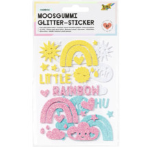 Set de stickers à paillettes en mousse avec des motifs tels que des arcs-en-ciel, des soleils, des nuages et des cœurs