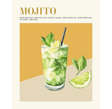Rezept für Mojito Cocktail mit Rum, Limettensaft, Zucker, Minze, Sodawasser und Eiswürfeln