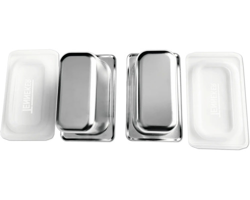 Deux poignées encastrées en acier inoxydable avec couvercles en plastique assortis