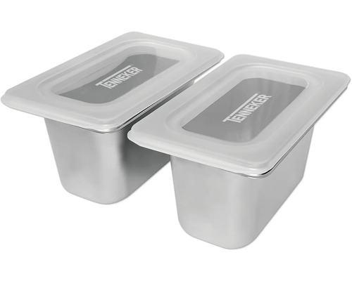 Deux bacs en acier inoxydable avec couvercles