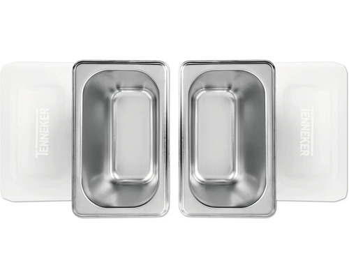 Deux bacs en acier inoxydable avec couvercle