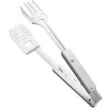 Grillzange aus Metall mit Gabel und Wender
