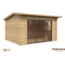 Abri de jardin Palmako Ines 11,1 m² porte coulissante verre de sécurité avec plancher 434 x 379 cm marron