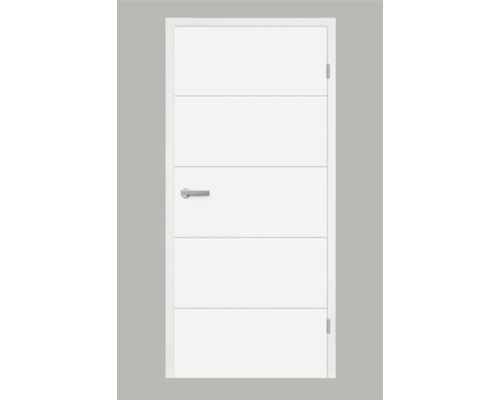 Pertura Zimmertür Perla 05 Weißlack (ähnlich RAL 9010) 73,5 x 198,5 cm Rechts ohne Schlüssellochbohrung
