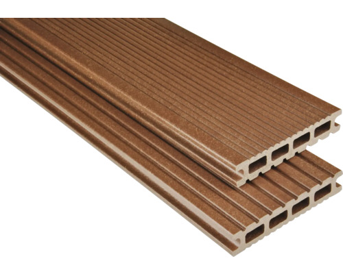 Échantillon lame de terrasse Konsta en bois composite Futura alvéolé mat 26x145 mm (au mètre à partir de 1000 mm jusqu'à 6000 mm max.) marron