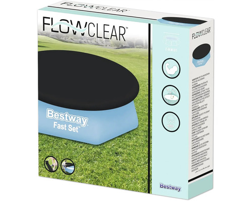 Bâche recouvrement d'été pour piscine à pose rapide Ø 244 cm Emballage d''une couverture de piscine Bestway Fast Set