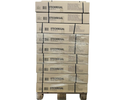 Palette mit mehreren verpackten Steckregalen 158 x 80 x 35 cm